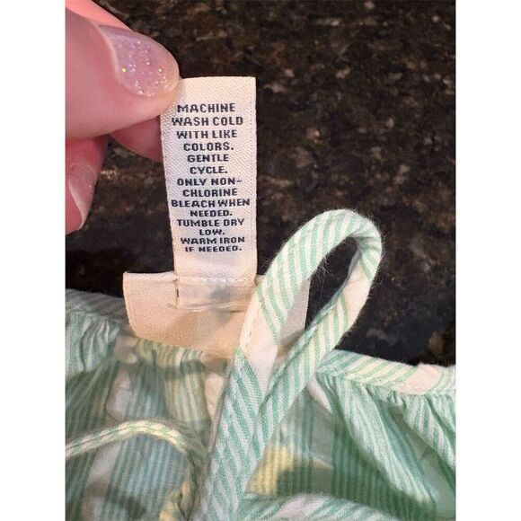 St. John's Bay Women's 1X Green Striped 3/4 Sleeve V-Neck Blouse NWT - Picture 9 of 9